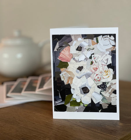 5 Blank Greeting Cards with White Anemones Print